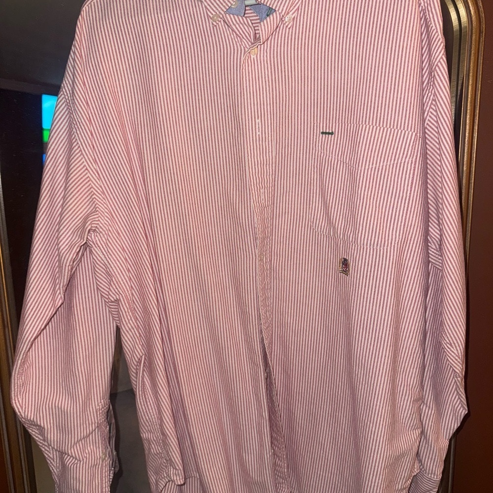 Vintage Tommy Hilfiger red and white striped button down XL